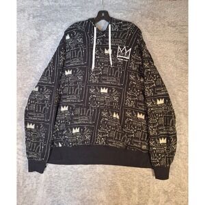 Jean Michel Basquiat All Over Print Hoodie Sweatshirt Mens XXL Black Graphic Art